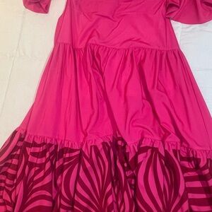 Pink Dress with Patterned Skirt by NaranjaRosa Colombian Brand